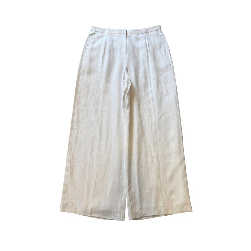 J. Crew Essential Wide Leg Pant White 100% Linen Trousers BW528 Size 14 NEW